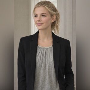 H&M Gray Knit Top with Silver Metal Neck Detail